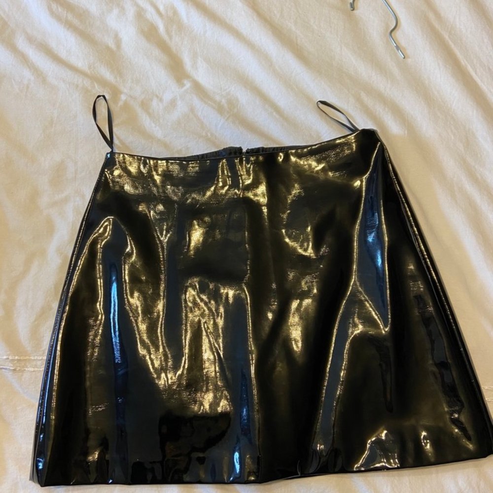 Faux Patent Leather Mini Skirt